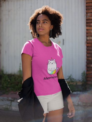Mewnicorn T-Shirt – Cute Unicorn Cat Tee for Women in Grey