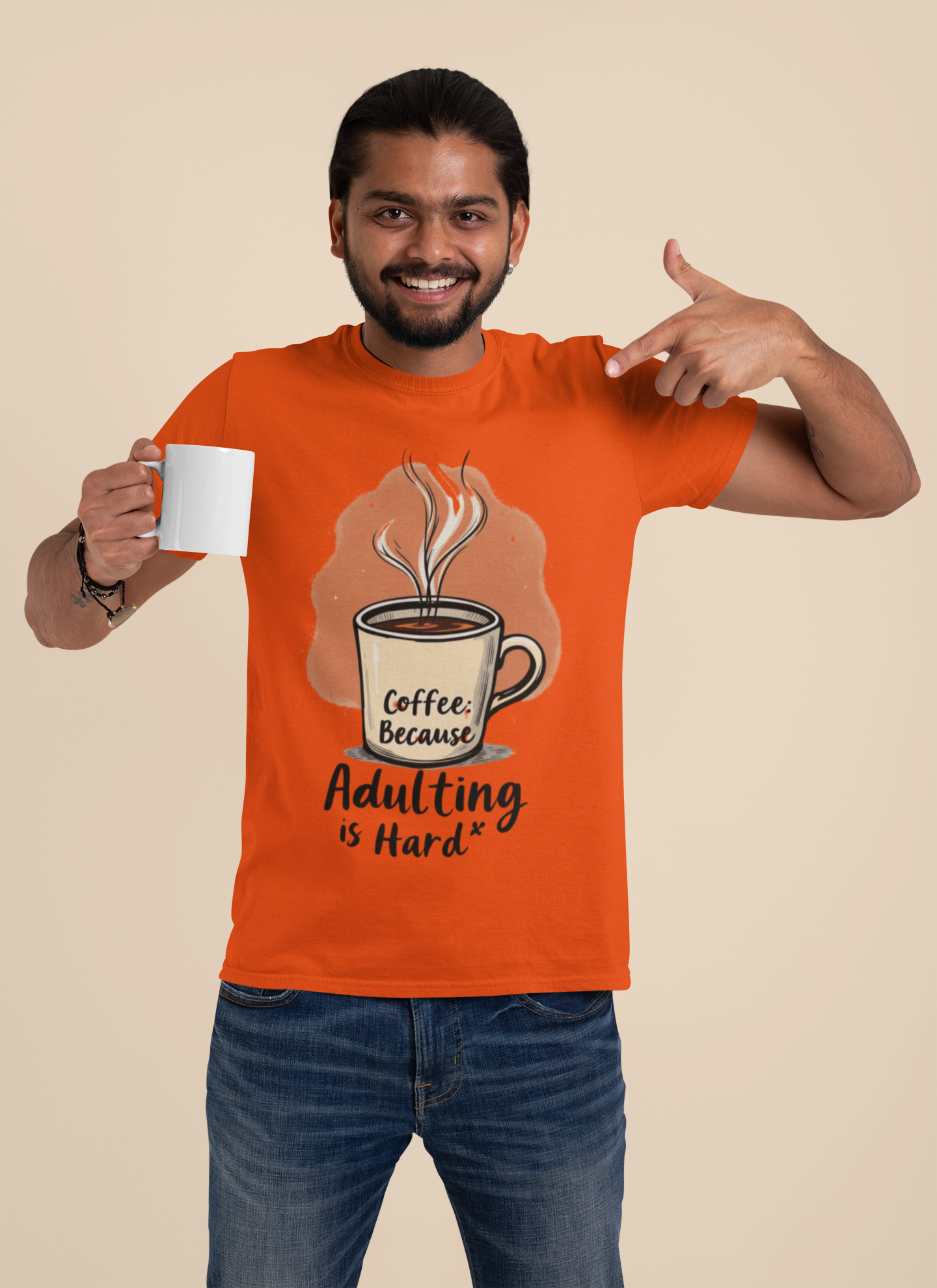 Unisex Coffee Quote T-Shirt – “Adulting is Hard” Funny Graphic Tee | 100% Cotton Classic Crew