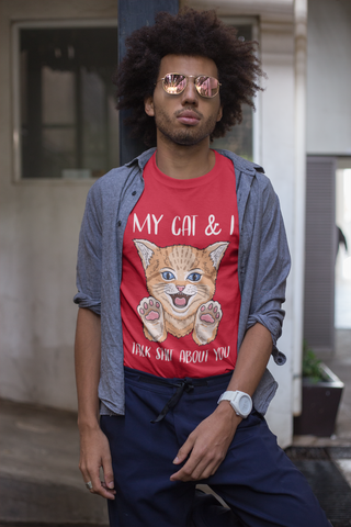 Playful Cat Lover's Unisex T-Shirt - Humorous Graphic & Text Design with Bold Colors