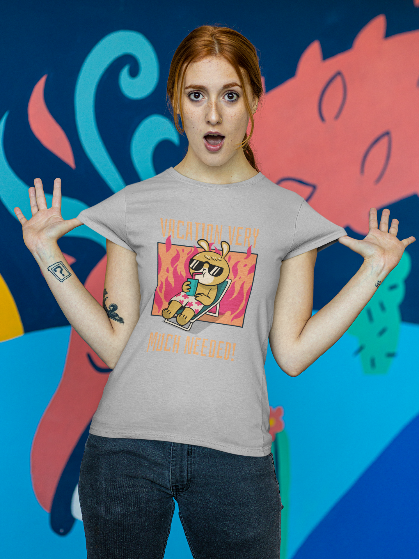 Women’s Black Cotton T-Shirt – “Vacation Very Much Needed!” Funny Holiday Graphic Tee