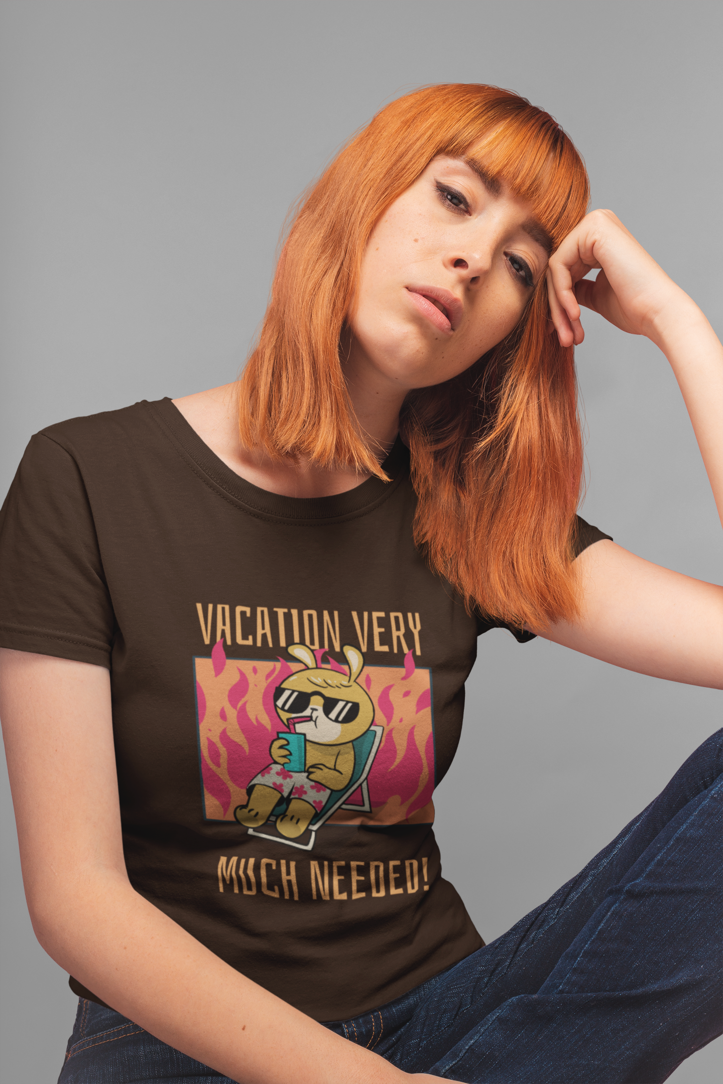 Women’s Black Cotton T-Shirt – “Vacation Very Much Needed!” Funny Holiday Graphic Tee