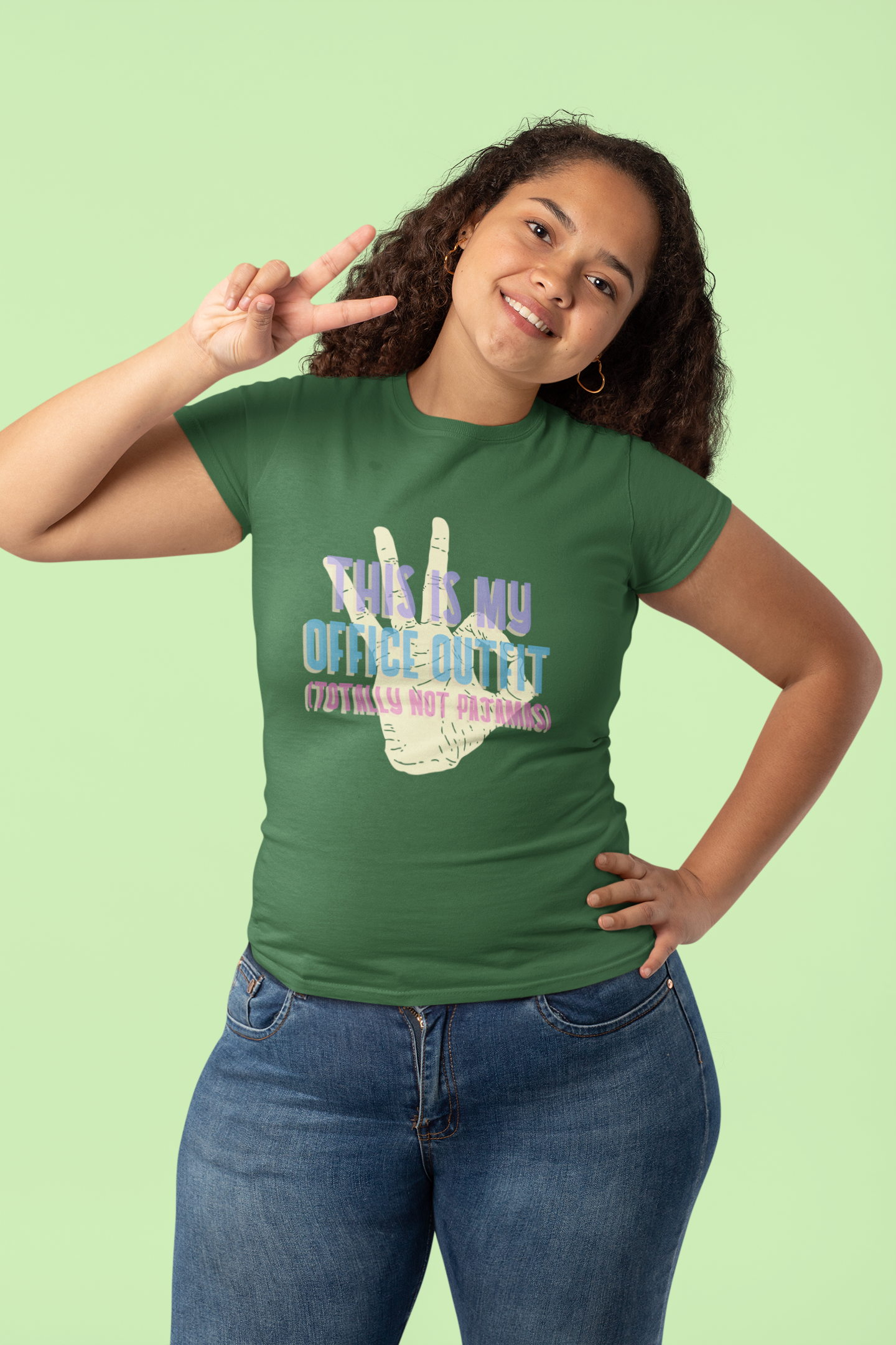Women’s Black Cotton T-Shirt – “This Is My Office Outfit (Totally Not Pajamas)” Funny Graphic Tee