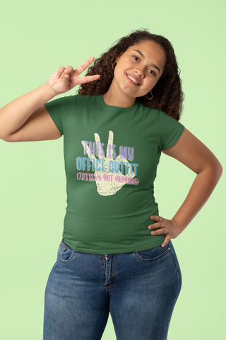 Women’s Black Cotton T-Shirt – “This Is My Office Outfit (Totally Not Pajamas)” Funny Graphic Tee