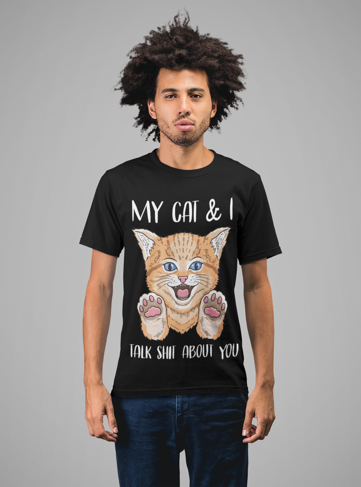 Playful Cat Lover's Unisex T-Shirt - Humorous Graphic & Text Design with Bold Colors
