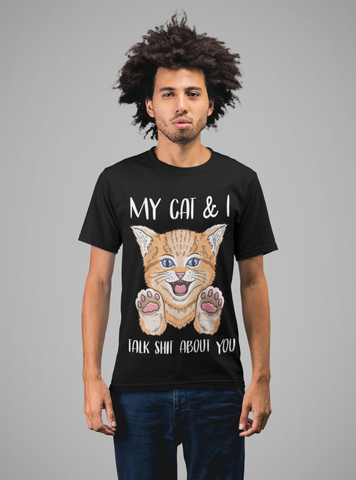 Playful Cat Lover's Unisex T-Shirt - Humorous Graphic & Text Design with Bold Colors