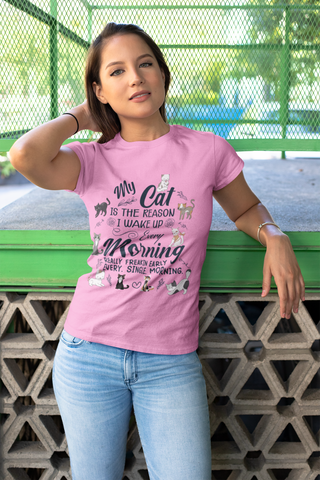 Unisex Classic Crew T-Shirt - Humorous Cat Lover's Design with Playful Graphics & Text in Navy Blue