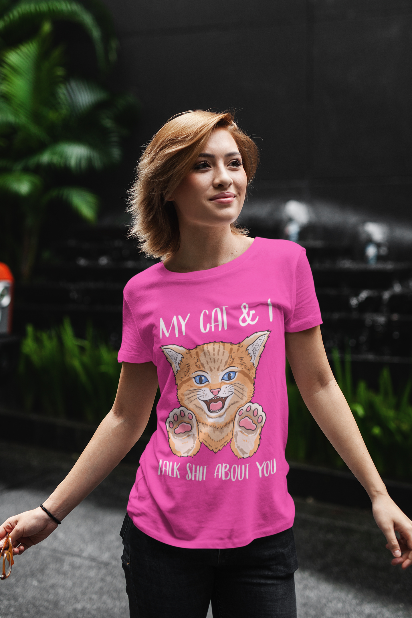 Playful Cat Lover's Unisex T-Shirt - Humorous Graphic & Text Design with Bold Colors