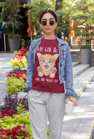 Playful Cat Lover's Unisex T-Shirt - Humorous Graphic & Text Design with Bold Colors