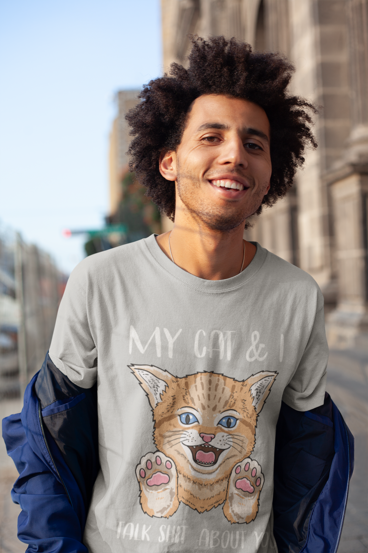 Playful Cat Lover's Unisex T-Shirt - Humorous Graphic & Text Design with Bold Colors