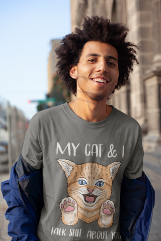 Playful Cat Lover's Unisex T-Shirt - Humorous Graphic & Text Design with Bold Colors