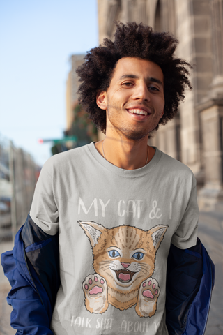 Playful Cat Lover's Unisex T-Shirt - Humorous Graphic & Text Design with Bold Colors