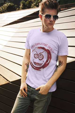 “Let’s Form a Trust Circle!!” Blood on the Clocktower T-Shirt – Classic Fit | Creepy Grin Game Night Tee by Meraki Thread