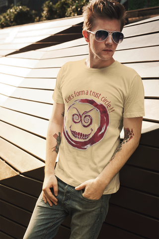 “Let’s Form a Trust Circle!!” Blood on the Clocktower T-Shirt – Classic Fit | Creepy Grin Game Night Tee by Meraki Thread