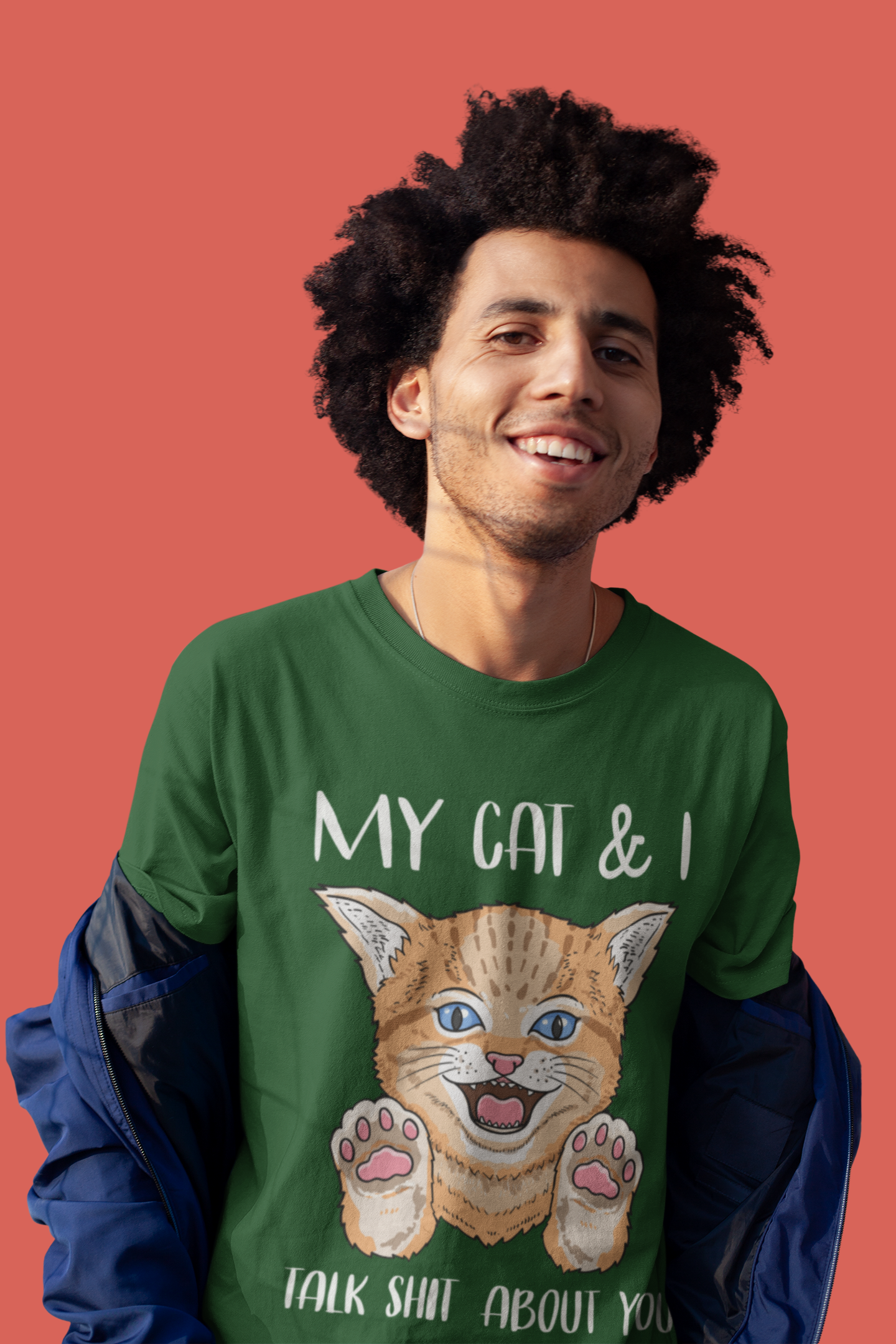 Playful Cat Lover's Unisex T-Shirt - Humorous Graphic & Text Design with Bold Colors