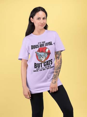 Unisex Oversized Classic T-Shirt - Bold Cat & Dog Humor Graphic Design with Red Hat & Gold Chain - Quirky & Edgy Casual Wear